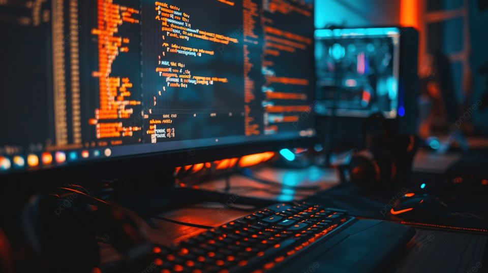 Code editor displayed on a monitor at a developer's desk